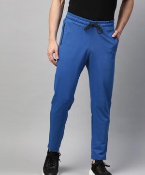 Men Blue Solid Slim Fit Track Pants