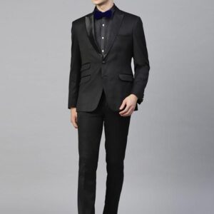 Men Black Solid Slim Fit Tuxedo Suit