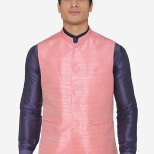 Men Pink Solid Nehru Jacket