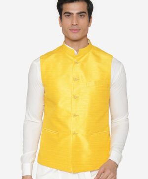 Men Yellow Solid Waistcoat