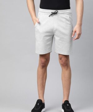 Men Grey Melange Solid Slim Fit Mid-Rise Training Shorts