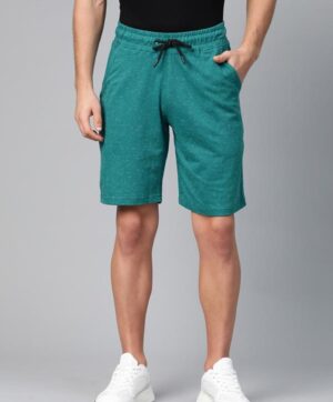Men Green Speckled Slim Fit Training Shorts