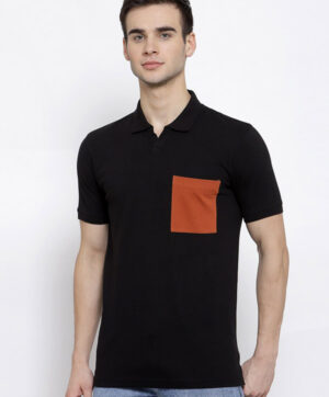 Men Black Polo Collar Slim Fit T-shirt