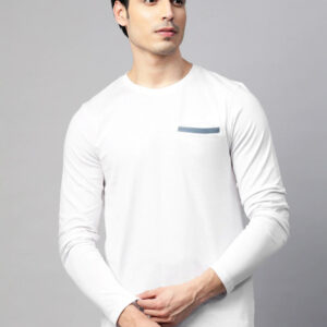 Men White Solid Slim Fit T-shirt