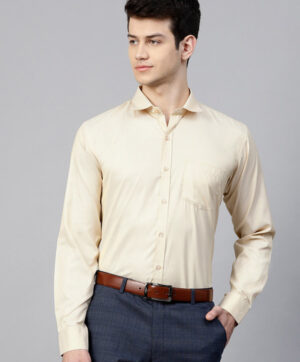 Men Yellow Smart Slim Fit Self Design Formal Shirt