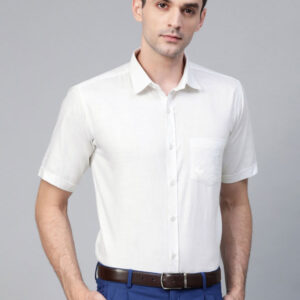 Men White Slim Fit Solid Formal Shirt