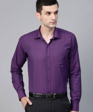 Men Purple Slim Fit Solid Formal Shirt