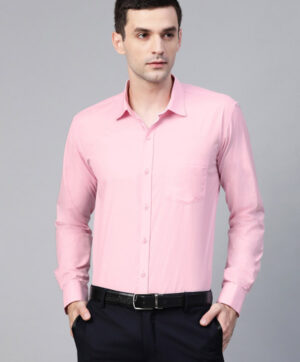 Men Pink Semi-Slim Fit Solid Formal Shirt