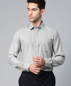 Men Grey Regular Fit Self Design Formal Shirt