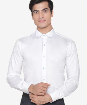 Men White Slim Fit Solid Party Shirt