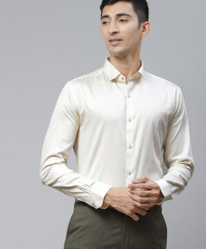 Men Cream-Coloured Opaque Formal Shirt