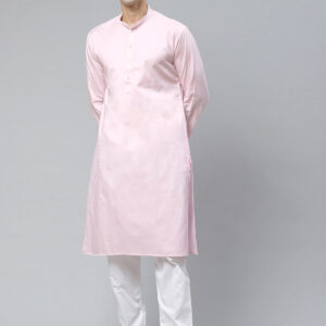 Men Pink Regular Pure Cotton Kurta with Pyjamas