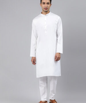 Men White Regular Pure Cotton Kurta with Pyjamas