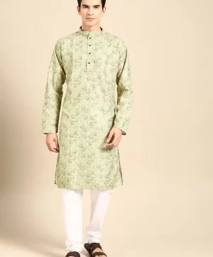 Men Ethnic Motifs Printed Regular Kurta with Churidar