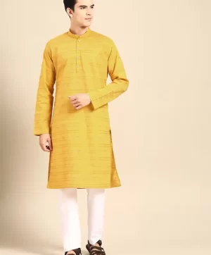 Men Striped Regular Pure Cotton Kurta with Pyjamas