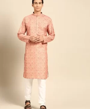 Men Ethnic Motifs Printed Regular Kurta with Churidar