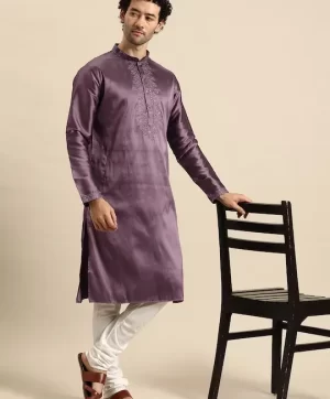 Men Ethnic Motifs Yoke Design Regular Kurta with Churidar