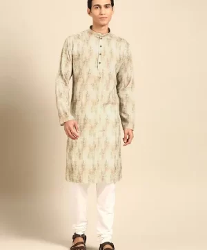 Men Printed Regular Kurta with Churidar