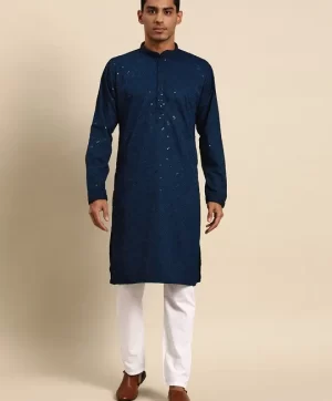 Men Regular Sequinned Kurta with Pyjamas