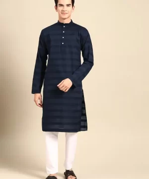 Men Striped Regular Pure Cotton Kurta with Pyjamas