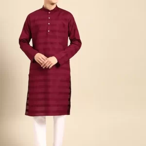 Men Striped Regular Pure Cotton Kurta with Pyjamas