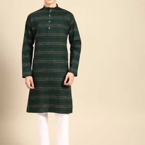 Men Striped Regular Pure Cotton Kurta with Pyjamas