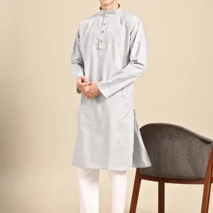 Grey self design Kurta with Pyjamas23