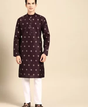 Men Ethnic Motifs Printed Regular Kurta with Pyjamas