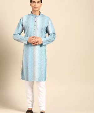 Men Ethnic Motifs Printed Regular Sequinned Kurta with Churidar