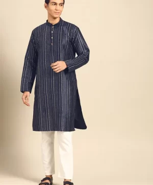 Men Striped Regular Kurta with Pyjamas