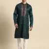 Men Ethnic Motifs Embroidered Regular Sequinned Kurta with Churidar