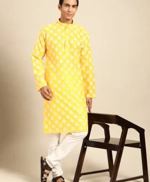 Men Ethnic Motifs Printed Regular Kurta with Churidar