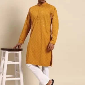 Men Regular Sequinned Kurta with Pyjamas