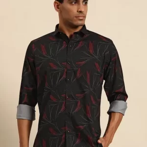 Black floral printed opaque Casual shirt