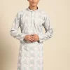 Ethnic Motifs Embroidered Mandarin Collar Long Sleeves Straight Kurta