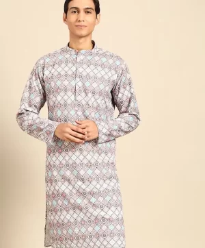 Ethnic Motifs Embroidered Pure Cotton Straight Kurta