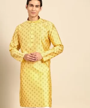 Ethnic Motifs Printed Mandarin Collar Long Sleeves Straight Kurta