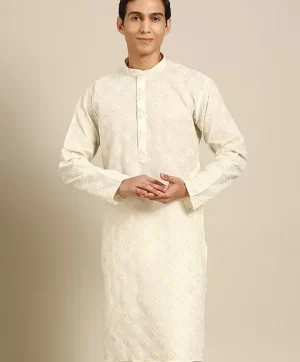 Ethnic Motifs Printed Mandarin Collar Long Sleeves Straight Kurta