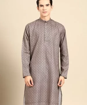 Ethnic Motifs Printed Mandarin Collar Straight Kurta