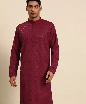 Ethnic Motifs Sequinned Embroidered Regular Kurta