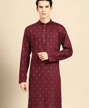 Ethnic Motifs Woven Design Pure Cotton Straight Kurta