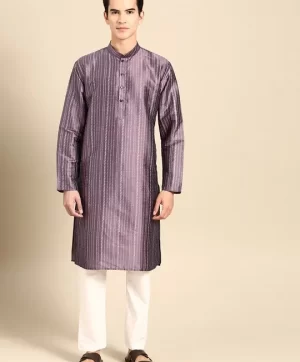 Men Striped Regular Kurta with Pyjamas