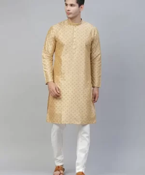 Men Beige Ethnic Motifs Printed Kurta