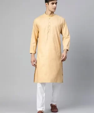 Men Beige Straight Kurta