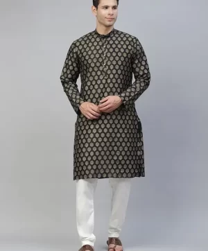 Men Black Ethnic Motifs Printed Kurta with Pyjamas