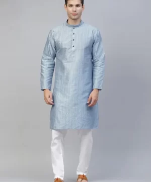 Men Blue Striped Kurta with Pyjamas