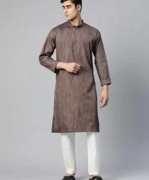 Men Brown Straight Kurta