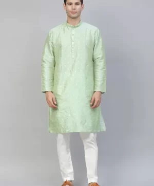 Men Green Floral Printed Kurta