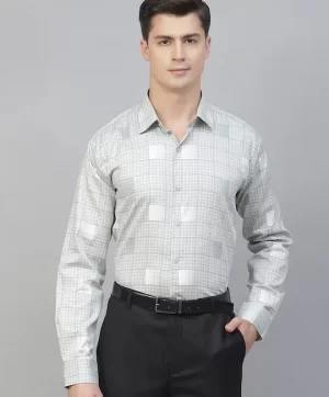 Men Green Smart Checked Semiformal Shirt