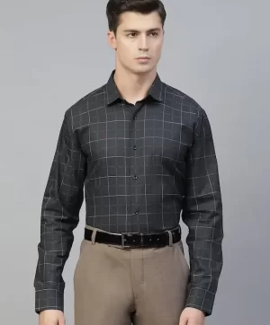 Men Green Smart Windowpane Checks Checked Semiformal Shirt